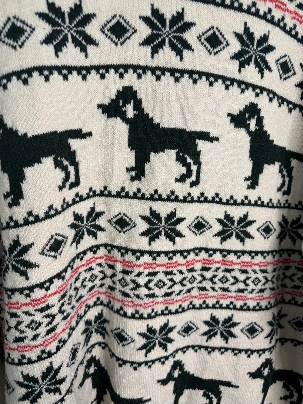 Lands' End Dog & Snowflake Fair Isle Crewneck Sweater Size XL